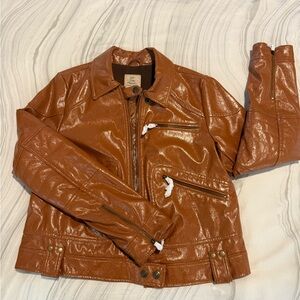 We The Free by Free People Faux Leather Moto Jacket – Cognac Brown (NWT)